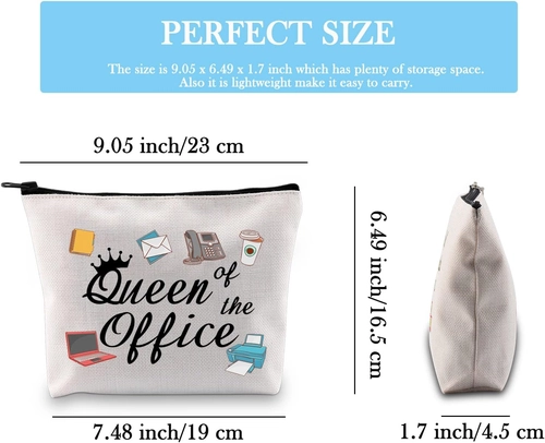 Foto de GJTIM Secretary Gift Secretary Thank You Zipper Pouch Gift Queen of Office Travel Makeup Bag Gift for Coworkers (Office Queen Bag)