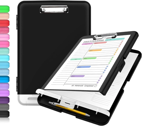 Foto de Sooez Clipboard with Storage, High Capacity Nursing Clipboard with Pen Holder, Heavy Duty Plastic Clipboard, Teacher Must Haves School Office Supplies