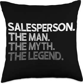 Image of Salesperson Man The Myth Legend Gift Throw Pillow, 18x18, Multicolor