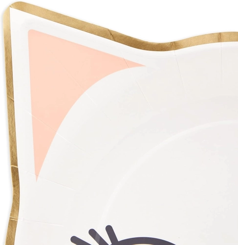 Foto de BLUE PANDA 144 Pieces Cat Themed Birthday Party Supplies, Kitty Dinnerware Set with Plates, Napkins, Cups, and Cutlery (Serves 24)