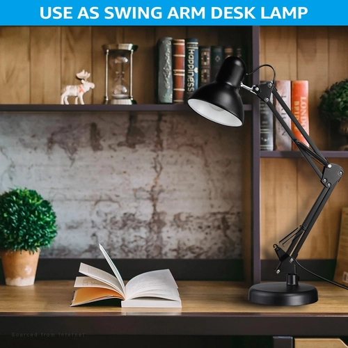 Foto de TORCHSTAR Metal Desk Lamp with Clamp, Swing Arm , Architect Adjustable Gooseneck Table Lamp, Clip Desk Lights for Home Office, Work, Study, Reading, E26 Base, Multi-Joint, Black