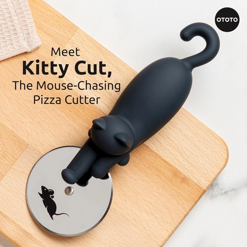 Foto de NEW!! Kitty Cut Pizza Cutter Wheel by OTOTO - Pizza Wheel, Pizza Slicer, Pizza Cutters Stainless Steel, Funny Kitchen Gadgets and Kitchen Gifts, Cute Kitchen Accessories, Cat Gift for Women Cat Lovers