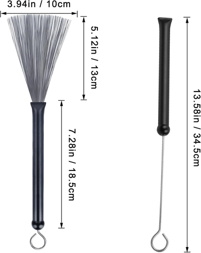 Foto de 2PCS Drum Brushes Retractable Drum Wire Brushes Drum Sticks Brush with Comfortable Aluminum Handles, Perfect Gift for Rock Band, Jazz Folk, Cajon, Drummers, Music Lovers, Beginners (Black)
