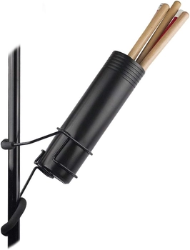 Image of String Swing Drum Stick Holder - Stagehand Drumstick Container Bag Holds up to 8 Pairs of Zildjian Vic Firth ARLX and Vater Drumsticks - Two Clamps Attach Securely to Microphone & Cymbal Pole