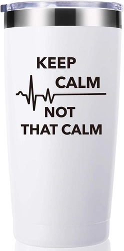 Foto de momocici Keep Calm Not That Calm 20 OZ Tumbler.Thank You Appreciation Doctor Nurse Gifts.Birthday,Christmas,Medical Nursing Graduation Gifts for Doctor,Nurse,Medical Worker Travel Mug(White)