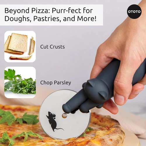 Foto de NEW!! Kitty Cut Pizza Cutter Wheel by OTOTO - Pizza Wheel, Pizza Slicer, Pizza Cutters Stainless Steel, Funny Kitchen Gadgets and Kitchen Gifts, Cute Kitchen Accessories, Cat Gift for Women Cat Lovers