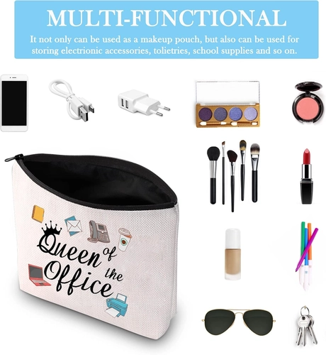 Foto de GJTIM Secretary Gift Secretary Thank You Zipper Pouch Gift Queen of Office Travel Makeup Bag Gift for Coworkers (Office Queen Bag)