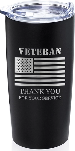 Foto de Lifetime Creations Veteran Tumbler - Engraved Veteran's Day Gifts with USA Flag for Veterans Day Event, Thank You for Your Service, Employees, Community Recognition (Matte Black, Holds 20 ounces)