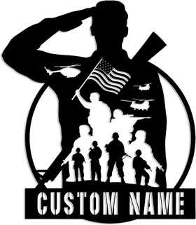 Image of Personalized Army Soldiers Silhouette Name Metal Sign, Custom US Policeman Metal Wall Art,US Army Gift, Military Metal Wall Decor, Army Metal Wall Art Gift,Police Sign Dad Gift (Style-3)