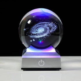 Image of Ornalrist 3.15 Inch 3D Galaxy Planet Glass Ball with Light Lamp Astronomy Gifts Ideas for Boyfriends Kids, Science Space Universe Art Model Home Decor