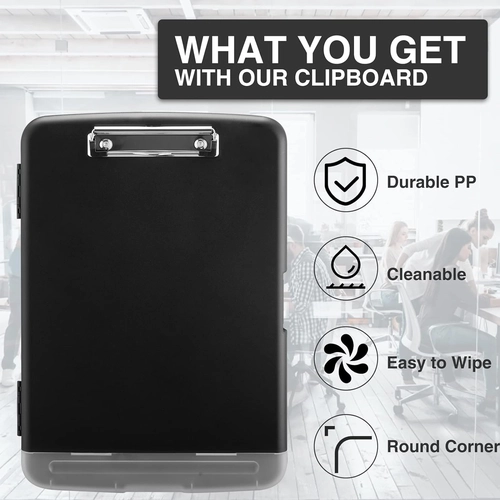 Foto de Sooez Clipboard with Storage, High Capacity Nursing Clipboard with Pen Holder, Heavy Duty Plastic Clipboard, Teacher Must Haves School Office Supplies