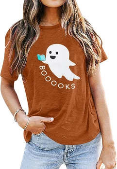 Image of Teacher Shirt Women Reading Books Shirts Fall Librarian Bookworm Tee Top