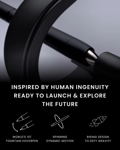 Foto de novium Hoverpen Future Edition - Fountain Pen Made of Metal, Fine Nib, Futuristic Aesthetic, Desk Luxury Pen, Free Spinning Executive Pen, Signing Pen, Gifts for Dad (Deep Black)