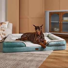 Image of Bedsure XXL Orthopedic Dog Bed - Washable Great Dane Dog Sofa Beds for Giant Dogs, Supportive Foam Pet Couch Bed with Removable Washable Cover, Waterproof Lining and Nonskid Bottom, Washed Blue