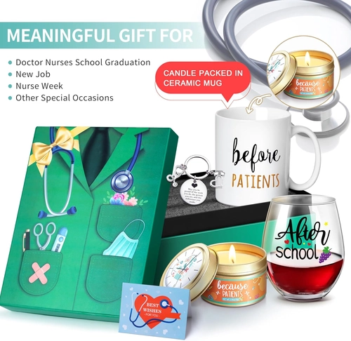 Foto de Before Patients, After Patients 11 oz Coffee Mug and 18 oz Stemless Wine Glass Candle Gifts Set Idea for Nurses, Doctors, Dentists, Hygienists, Physician Nurses' week Graduation Birthday Gifts…