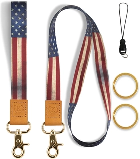 Image of Lanyard for Keys, Neck & Wrist Lanyards Keychain for ID Badge Holder, Key Chain, Wallet, Cruise, School, Flag Lanyard for Teacher Appreciation, Memorial, Father's, Independence, and Veterans Day gifts