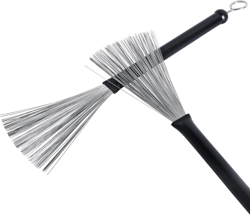 Foto de 2PCS Drum Brushes Retractable Drum Wire Brushes Drum Sticks Brush with Comfortable Aluminum Handles, Perfect Gift for Rock Band, Jazz Folk, Cajon, Drummers, Music Lovers, Beginners (Black)
