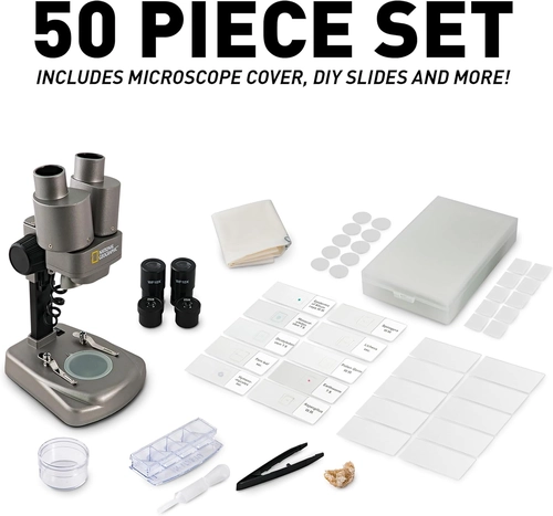 Foto de NATIONAL GEOGRAPHIC Dual LED Kids Microscope - 50+ pc Science Kit with 10 Prepared Slides & 10 DIY Blank Slides, Biology Experiment Activity, Microscope Kit for Kids 8-12 (Amazon Exclusive)