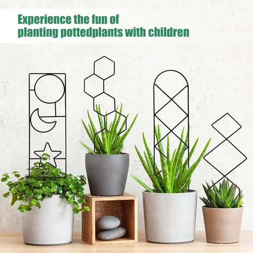 Foto de Plant Trellis for Climbing Plants Indoor, 15.94Inch Small Garden Metal Houseplant Trellis for Potted Plants Outdoor with 4 Patterns for Vine Ivy Flower Plant Support Lover GIF Lattice