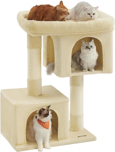 Foto de Feandrea Cat Tree, 39.8-Inch Cat Tower, XL, Cat Condo for Extra Large Cats up to 44 lb, Large Cat Perch, 2 Cat Caves, Scratching Post, Beige UPCT614M01