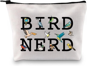 Image of GJTIM Ornithologist Gift Bird Nerd Bird Watching Zipper Makeup Bag for Bird Lovers (Bird Nerd Makeup)