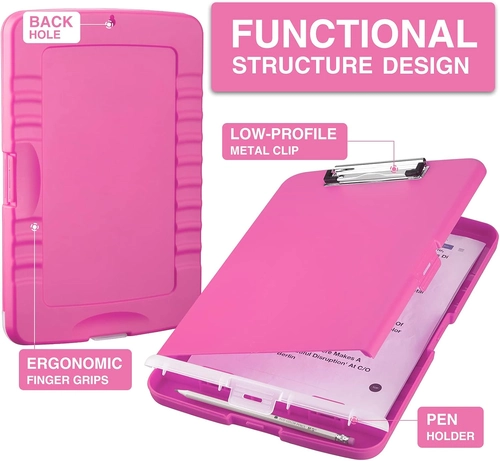Foto de Sooez Clipboard with Storage, High Capacity Nursing Clipboard with Pen Holder, Heavy Duty Plastic Clipboard, Teacher Must Haves School Office Supplies