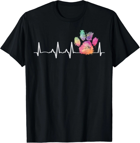 Foto de Cute Veterinarian Gift Rainbow Paw Print Heartbeat Vet Tech T-Shirt