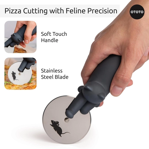 Foto de NEW!! Kitty Cut Pizza Cutter Wheel by OTOTO - Pizza Wheel, Pizza Slicer, Pizza Cutters Stainless Steel, Funny Kitchen Gadgets and Kitchen Gifts, Cute Kitchen Accessories, Cat Gift for Women Cat Lovers