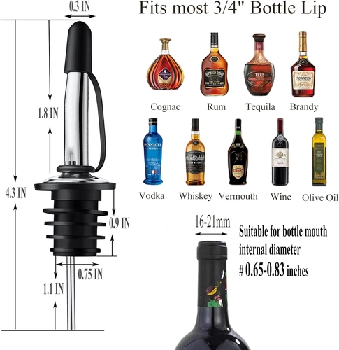 Foto de Pafusen 12 Pack Liquor Pour Spout, Pour Spouts for Bottles, Liquor Bottle Pourers for Alcohol, Olive Oil, Liquor Pourers with Dust Caps, Speed Pourers, Bar Bartender Accessories
