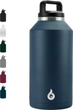 Image of BJPKPK Half Gallon Water Bottle Insulated, Dishwasher Safe 64 oz Water Bottle with Handle, Leakproof BPA Free Water Jug, Large Stainless Steel Water Bottle for Sports, Navy Blue