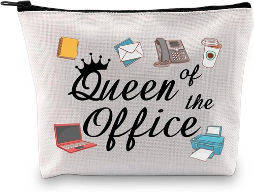 Foto de GJTIM Secretary Gift Secretary Thank You Zipper Pouch Gift Queen of Office Travel Makeup Bag Gift for Coworkers (Office Queen Bag)