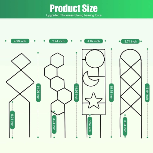 Foto de Plant Trellis for Climbing Plants Indoor, 15.94Inch Small Garden Metal Houseplant Trellis for Potted Plants Outdoor with 4 Patterns for Vine Ivy Flower Plant Support Lover GIF Lattice