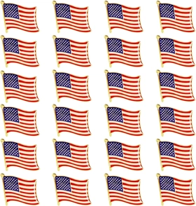 Image of Juvale 24 Pack USA American Flag Lapel Pins, 0.7 x 0.38 x 0.6 Inches, Patriotic US Flag Pins for July 4th, National Day, Celebrations & Decorations
