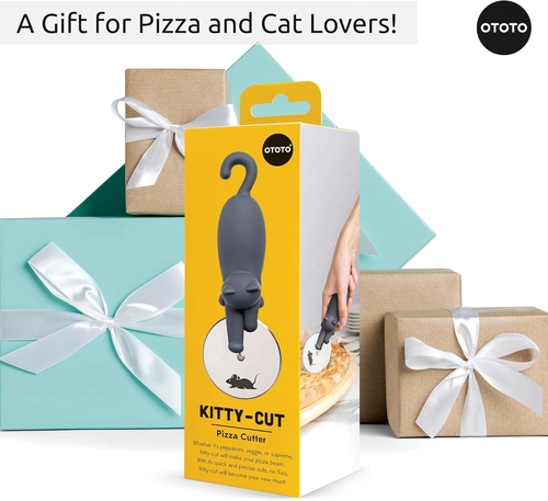 Foto de NEW!! Kitty Cut Pizza Cutter Wheel by OTOTO - Pizza Wheel, Pizza Slicer, Pizza Cutters Stainless Steel, Funny Kitchen Gadgets and Kitchen Gifts, Cute Kitchen Accessories, Cat Gift for Women Cat Lovers