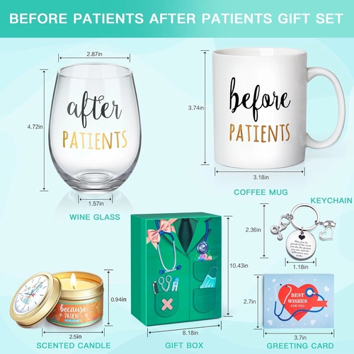 Foto de Before Patients, After Patients 11 oz Coffee Mug and 18 oz Stemless Wine Glass Candle Gifts Set Idea for Nurses, Doctors, Dentists, Hygienists, Physician Nurses' week Graduation Birthday Gifts…