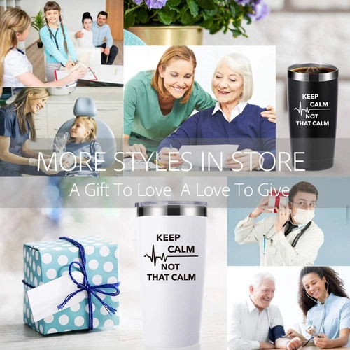 Foto de momocici Keep Calm Not That Calm 20 OZ Tumbler.Thank You Appreciation Doctor Nurse Gifts.Birthday,Christmas,Medical Nursing Graduation Gifts for Doctor,Nurse,Medical Worker Travel Mug(White)