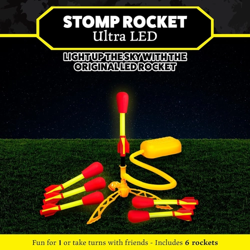 Foto de Stomp Rocket Ultra LED Rocket Launcher for Kids, 6 LED Foam Tipped Rockets - Fun Backyard & Outdoor Kids Toys Gifts for Boys & Girls - Toy Foam Blaster Set - Multi-Player Adjustable Launch Stand