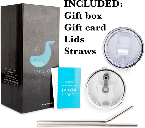 Foto de JENVIO Pilot Gifts | 20oz Laser Etched Stainless Steel Travel Tumbler Mug 2 Lids 2 Straws Gift Box and Card Included | Aviation Flight Attendant Airplane Decor Men Christmas