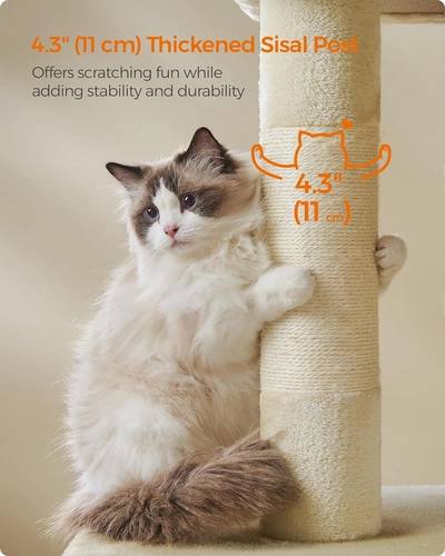 Foto de Feandrea Cat Tree, 39.8-Inch Cat Tower, XL, Cat Condo for Extra Large Cats up to 44 lb, Large Cat Perch, 2 Cat Caves, Scratching Post, Beige UPCT614M01