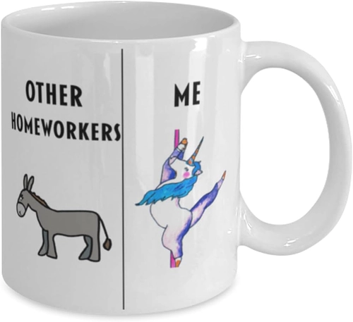 Foto de Funny Homeworker Coffee Mug, Gift for Homeworker, Gag Gift for Homeworker, Unique Gift for Homeworker, Cheap Homeworker Gift, Donkey Unicorn Mug