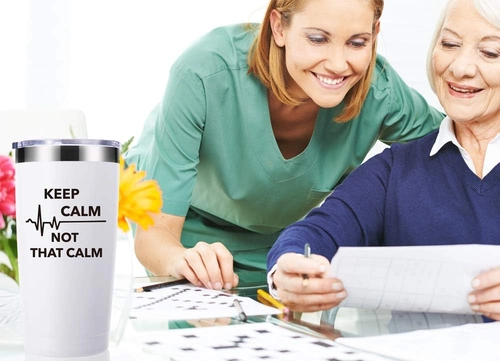 Foto de momocici Keep Calm Not That Calm 20 OZ Tumbler.Thank You Appreciation Doctor Nurse Gifts.Birthday,Christmas,Medical Nursing Graduation Gifts for Doctor,Nurse,Medical Worker Travel Mug(White)