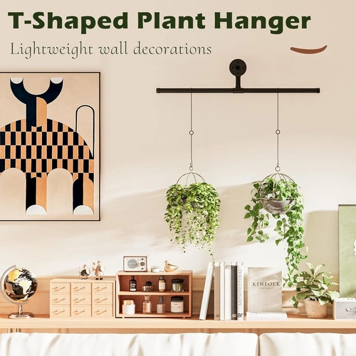 Foto de Plant Hanger Indoor with 6 Hanging Chains Hanging Planters for Indoor Plants Hanging Plant Holder Black Metal Rod(Pot not Included