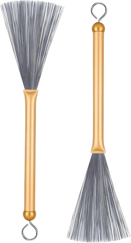 Foto de 2PCS Drum Brushes Retractable Drum Wire Brushes Drum Sticks Brush with Comfortable Aluminum Handles, Perfect Gift for Rock Band, Jazz Folk, Cajon, Drummers, Music Lovers, Beginners (Black)