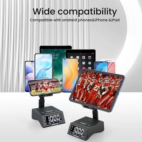 Foto de JTEMAN Gifts for Men Women,Cell Phone Stand with Wireless Bluetooth Speaker,Adjustable Cool Tech Kitchen Gadgets,Unique Birthday Gift Idea for Him, Husband, Boyfriend（Black）