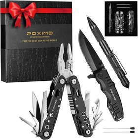 Image of Gifts for Men POXIMO Multitools Gift Set, Men Gifts 14 In 1 Multi tool Pliers, Pocket Knife, Tactical Pen, 3 Items Pack, Stocking Stuffers, EDC Gears, Survival Tools Set for Camping Hiking