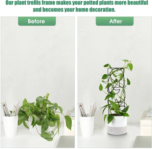Foto de Plant Trellis for Climbing Plants Indoor, 15.94Inch Small Garden Metal Houseplant Trellis for Potted Plants Outdoor with 4 Patterns for Vine Ivy Flower Plant Support Lover GIF Lattice