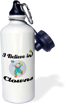 Image of 3dRose "I Believe In Clowns" Sports Water Bottle, 21 oz, White