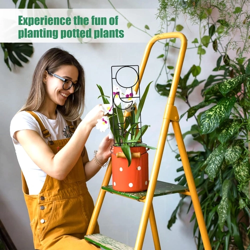 Foto de Plant Trellis for Climbing Plants Indoor, 15.94Inch Small Garden Metal Houseplant Trellis for Potted Plants Outdoor with 4 Patterns for Vine Ivy Flower Plant Support Lover GIF Lattice