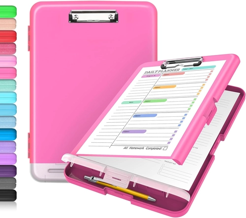 Foto de Sooez Clipboard with Storage, High Capacity Nursing Clipboard with Pen Holder, Heavy Duty Plastic Clipboard, Teacher Must Haves School Office Supplies