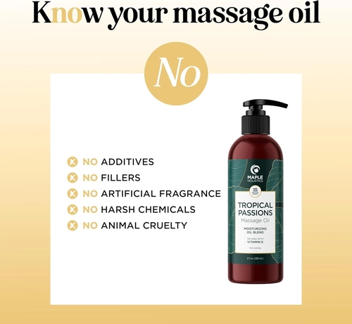 Foto de Tropical Massage Oil for Couples Relaxation - Full Body Massage Oil for Date Night with Smooth Gliding Coconut and Sweet Almond Oil with Mango Scent - Non GMO Gluten Free & Vegan (16 Fl Oz)